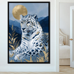 Golden Moon Snow Leopard Calm - NicheCanvas