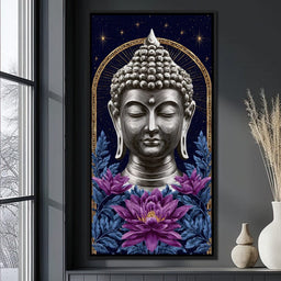 Buddha Lotus Radiance Under Stars - NicheCanvas