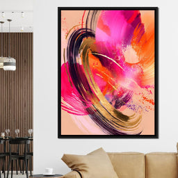 Radiant Magenta Gold Swirl Energy - NicheCanvas