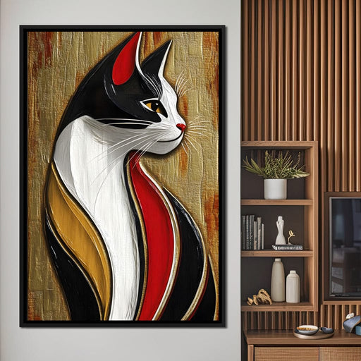 Feline Elegance on Textured Gold Canvas Print