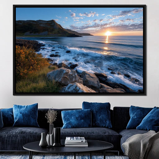 Golden Coastline Sunrise Tide Canvas Print
