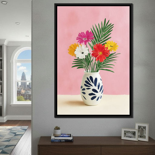 Pink Vase Garden Bouquet Canvas Print