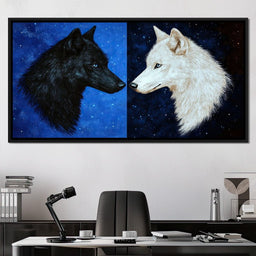 Celestial Wolves Starlit Encounter - NicheCanvas