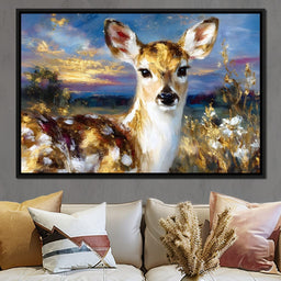 Golden Fawn Sunset Meadow - Neal Hackett - NicheCanvas
