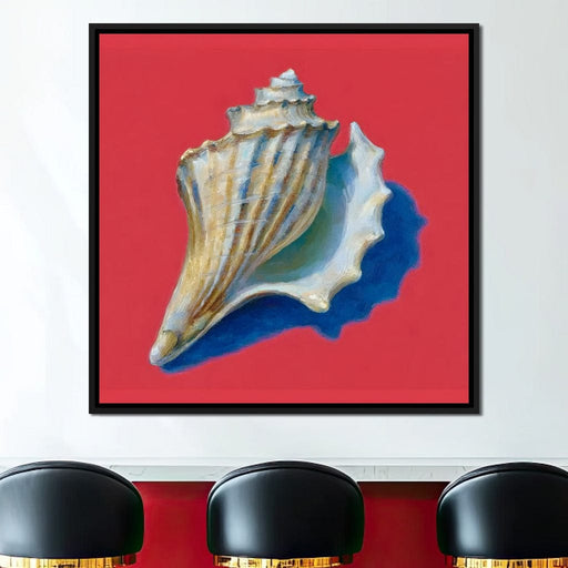 Seashell Symphony on Crimson Canvas Print