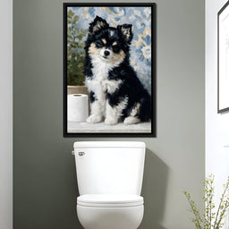 Playful Puppy Bathroom Guard - NicheCanvas