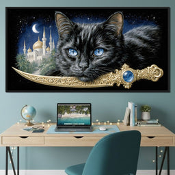 Moonlit Panther Of Golden Minarets - NicheCanvas