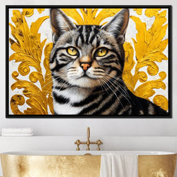 Golden Majesty Feline Portrait - NicheCanvas