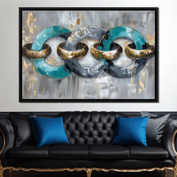 Aqua Gold Swirl Harmony - NicheCanvas