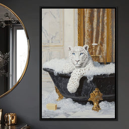 Majestic Snow Leopard Soak in Luxury - NicheCanvas