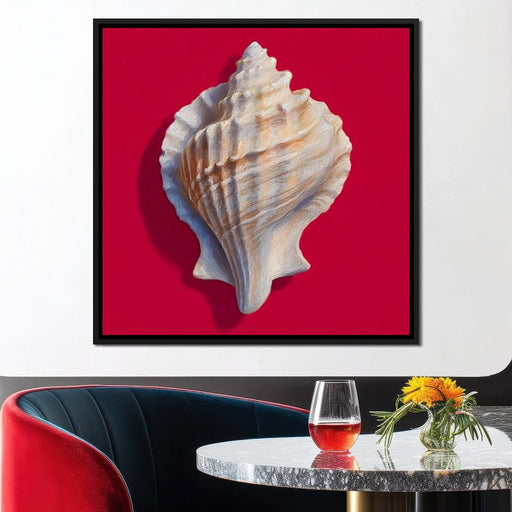 Seashell Reverie on Red Canvas Print