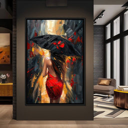 Rainy Stroll in Bold Brushwork - NicheCanvas