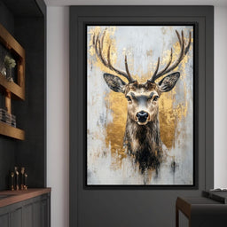 Majestic Golden Deer Portrait - NicheCanvas