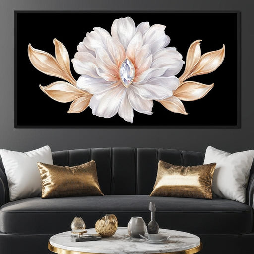 Diamond Heart Golden Peony Flair Canvas Print