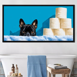 French Bulldog Bathroom Peek - NicheCanvas