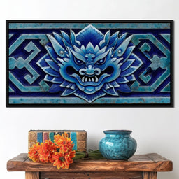 Cerulean Guardian Dragon Face - NicheCanvas