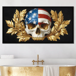 Patriot Skull Gold Laurel Glory - NicheCanvas