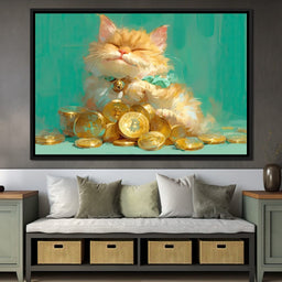 Golden Feline Fortune Dreams - Tanni Cylon - NicheCanvas
