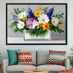 Sunlit Wildflower Still Life - NicheCanvas