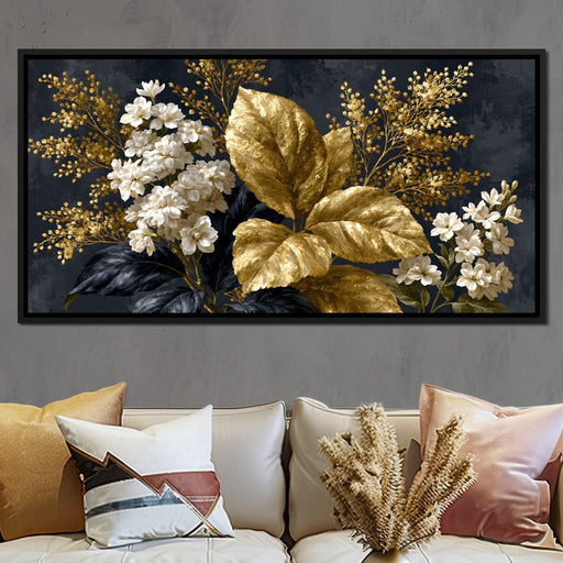 Gilded Foliage Upon Midnight Velvet Canvas Print