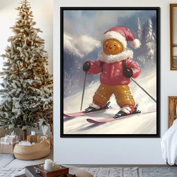 Gingerbread Skier Winter Joy - NicheCanvas