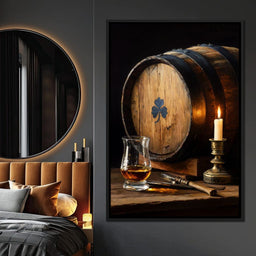 Candlelit Irish Whiskey Barrel - NicheCanvas