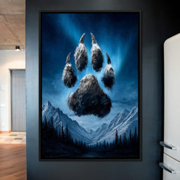 Celestial Wolf Paw Over Peaks - NicheCanvas