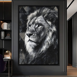 Monochrome Lion King Portrait - NicheCanvas