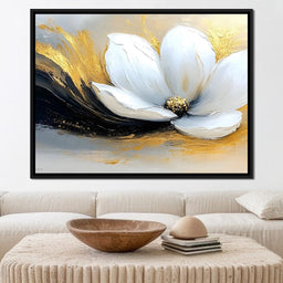 Golden Petals Onyx Dance - NicheCanvas