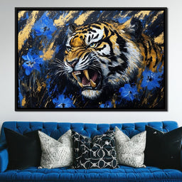 Fierce Tiger in Wild Blooms - Alicia Smith - NicheCanvas