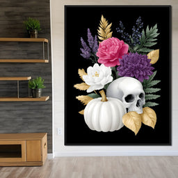 Gothic Floral Skull Elegance - NicheCanvas
