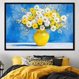 White & Yellow Flowers - NicheCanvas