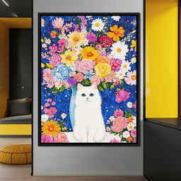 Floral Symphony With Feline - NicheCanvas