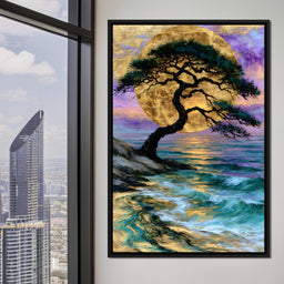 Ancient Pine Before The Gilded Moon - NicheCanvas
