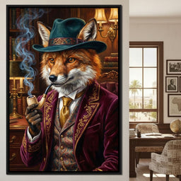 Gentleman Fox Smoking - NicheCanvas
