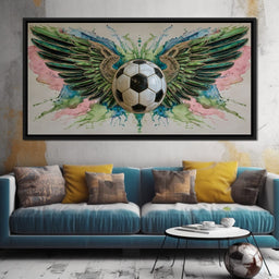 Winged Soccer Ball Watercolor - NicheCanvas