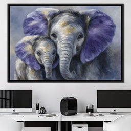 Tender Elephant Family Portrait - NicheCanvas