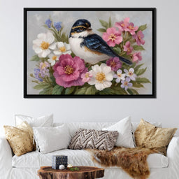 Songbird Garden Bouquet Oil Style - NicheCanvas