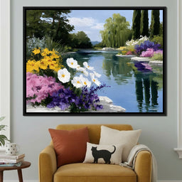 Summer Garden Lakeside Reflection - NicheCanvas