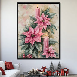 Festive Poinsettia Candle Glow - NicheCanvas