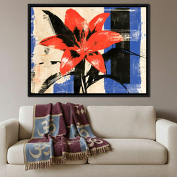 Bold Petals Against Shattered Geometry - NicheCanvas