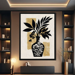 Botanical Vase Silhouette Gold - NicheCanvas