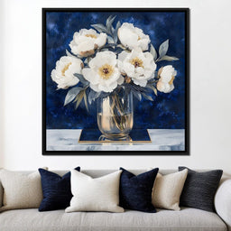 Peony Elegance Midnight Blooms - NicheCanvas