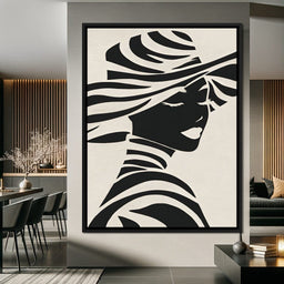 Monochrome Elegance Lady Silhouette - NicheCanvas