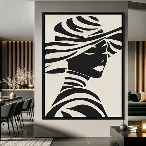 Monochrome Elegance Lady Silhouette Canvas Print