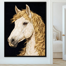 Golden Mane Horse Portrait - NicheCanvas