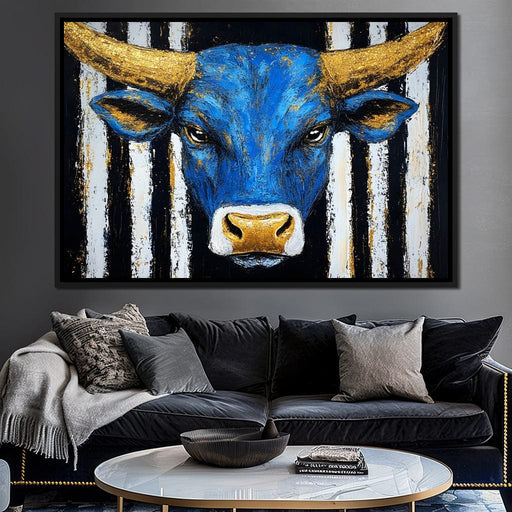 Striped Bull Portrait - Alicia Smith Canvas Print