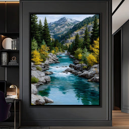 Alpine River Evergreen Peaks - NicheCanvas