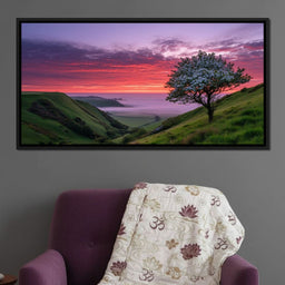 Blossom Tree Over Misty Hills - NicheCanvas