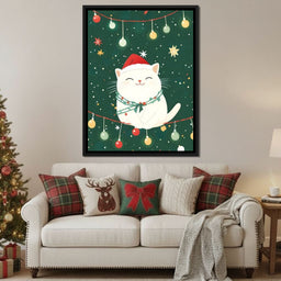 Jolly Santa Kitty Holiday Lights - NicheCanvas
